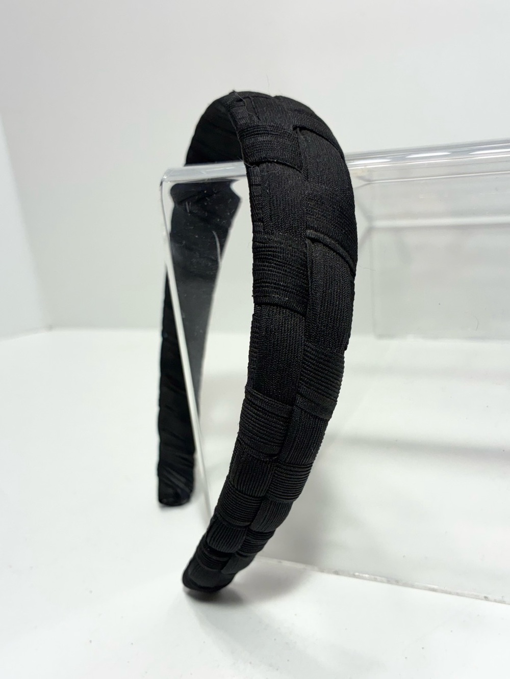 Black Woven Padded Headband Basket Weave 1”